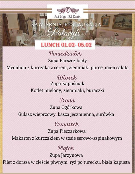 Menu at Viwato restaurant, Konin